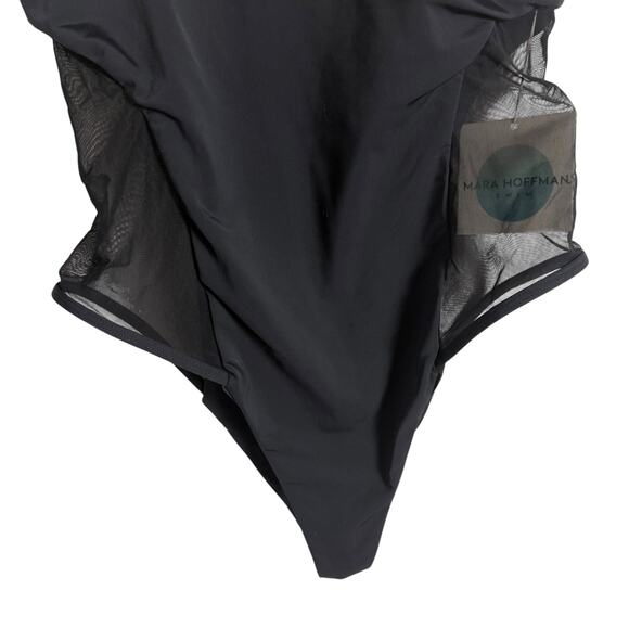 Mara Hoffman Mesh-Side Low Back Scoop Neck Black One Piece Swimsuit Size Large - Picture 5 of 9
